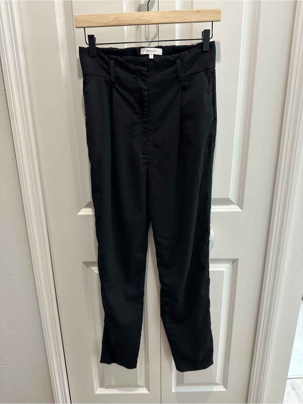 Milly high-waisted pleated trousers with belt loops and a tapered leg Size 8